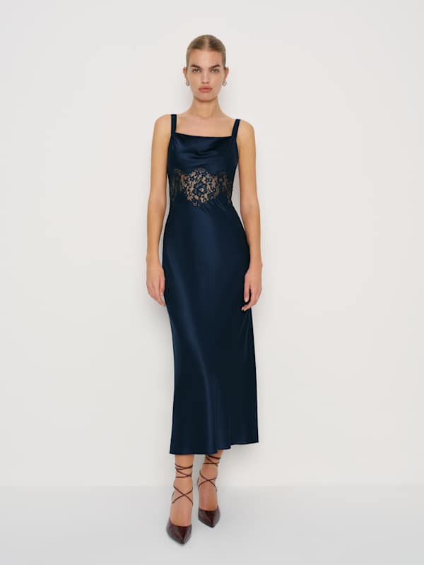 Evelyne Silk Dress - Navy